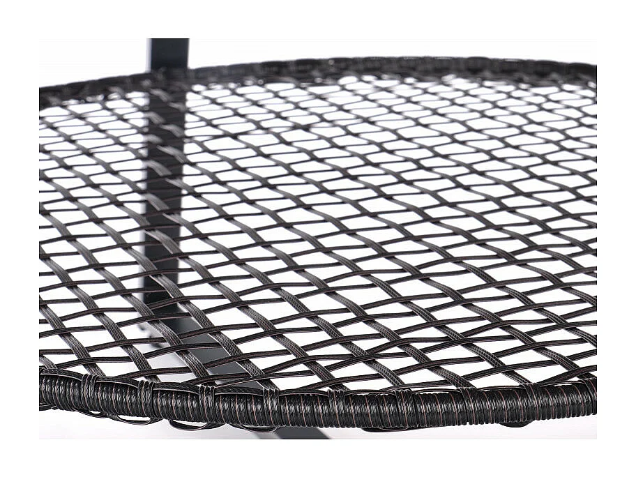 Table basse ronde 80cm plateau aspect chêne naturel et étagère en rotin synthétique noir WODAN