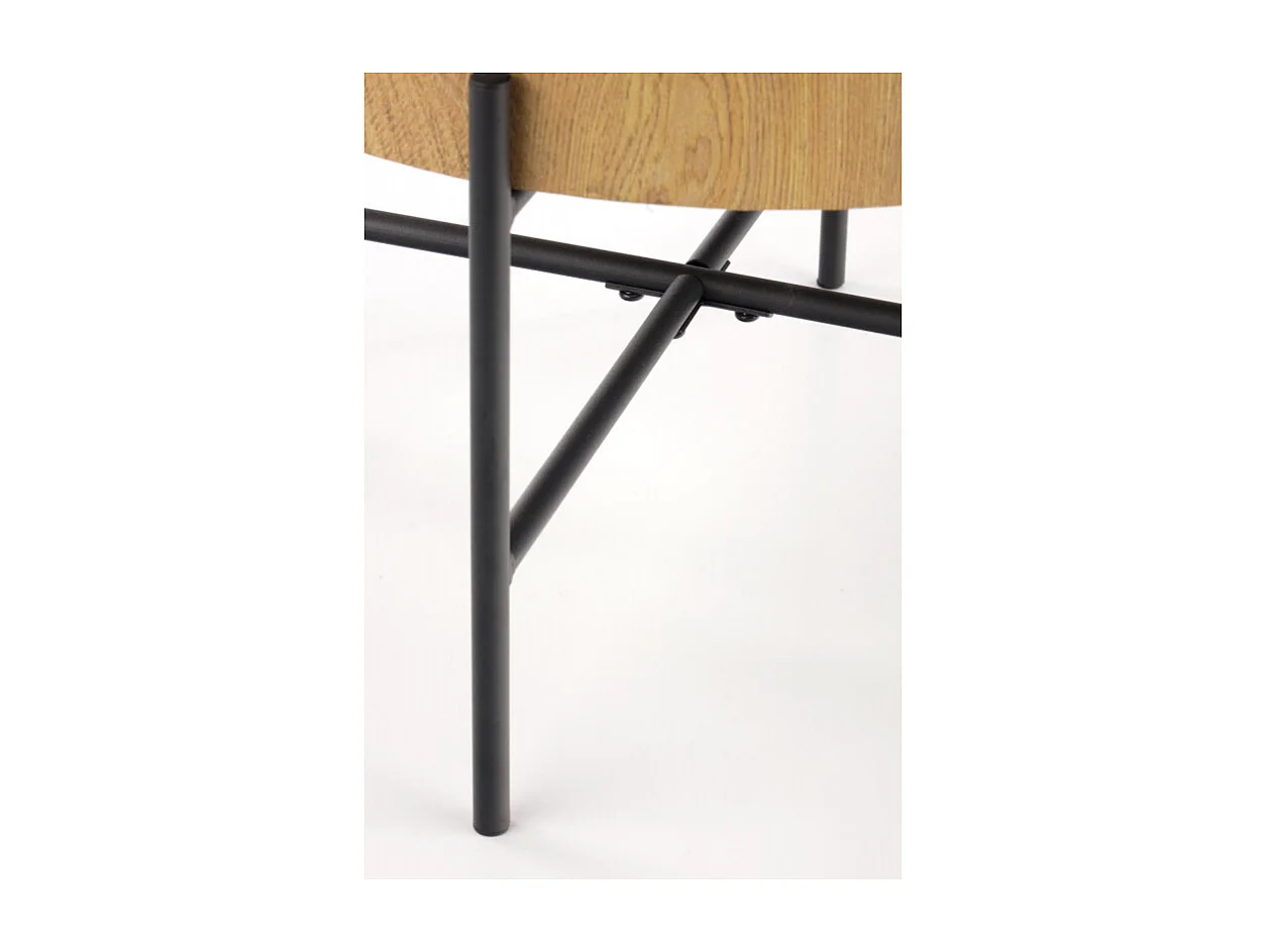 Tavolino rotondo da 45 cm in rovere naturale con struttura in metallo nero TINIA