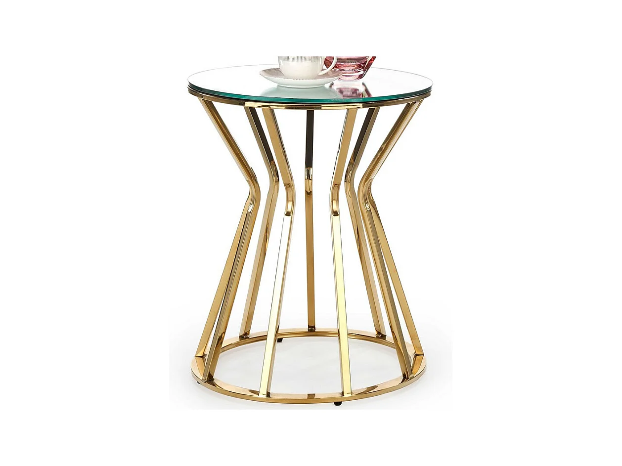 Table basse ronde 45 cm avec plateau en verre et structure en métal IDOYA 2