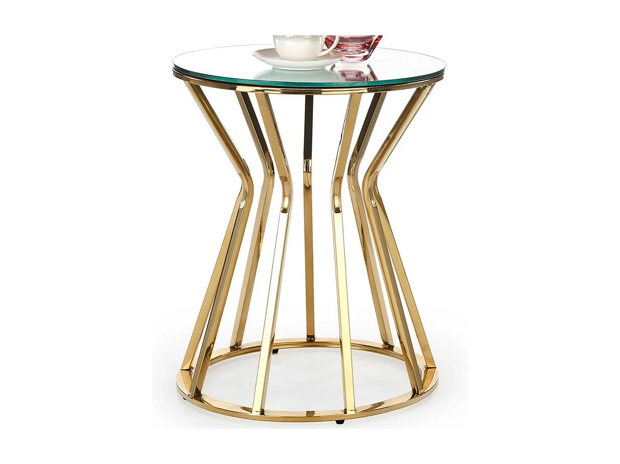 IDOYA 2 tavolino rotondo da 45 cm con piano in vetro e struttura in metallo