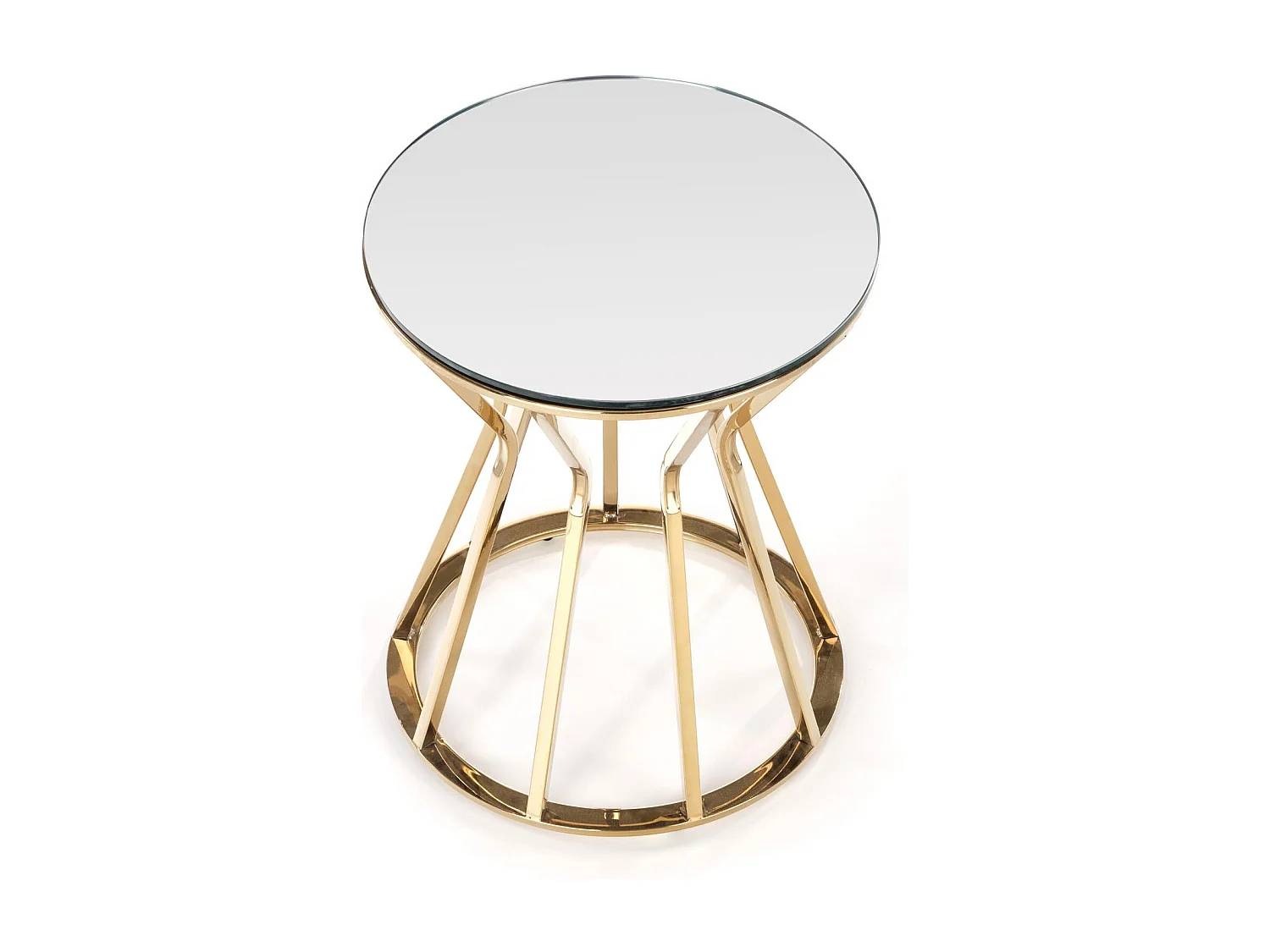Table basse ronde 45 cm avec plateau en verre et structure en métal IDOYA 2