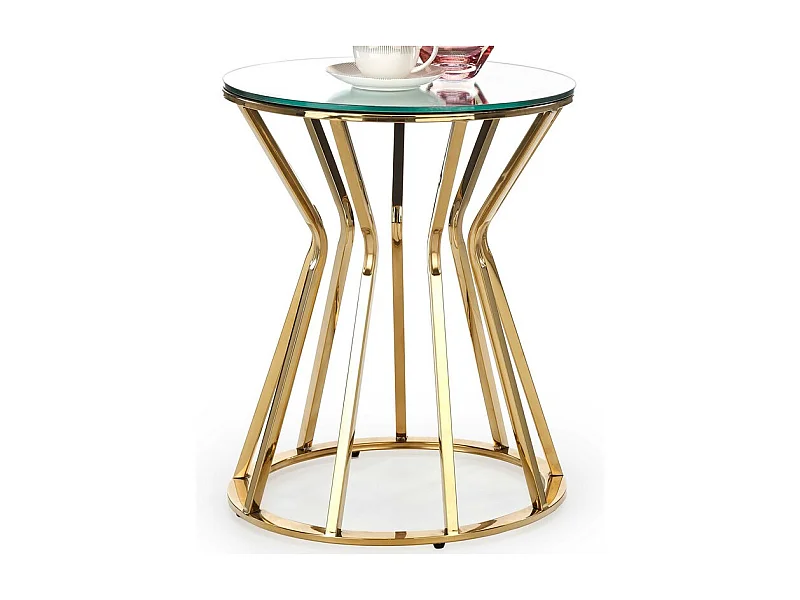 IDOYA 2 mesa de centro redonda 45 cm con tapa de cristal y estructura de metal