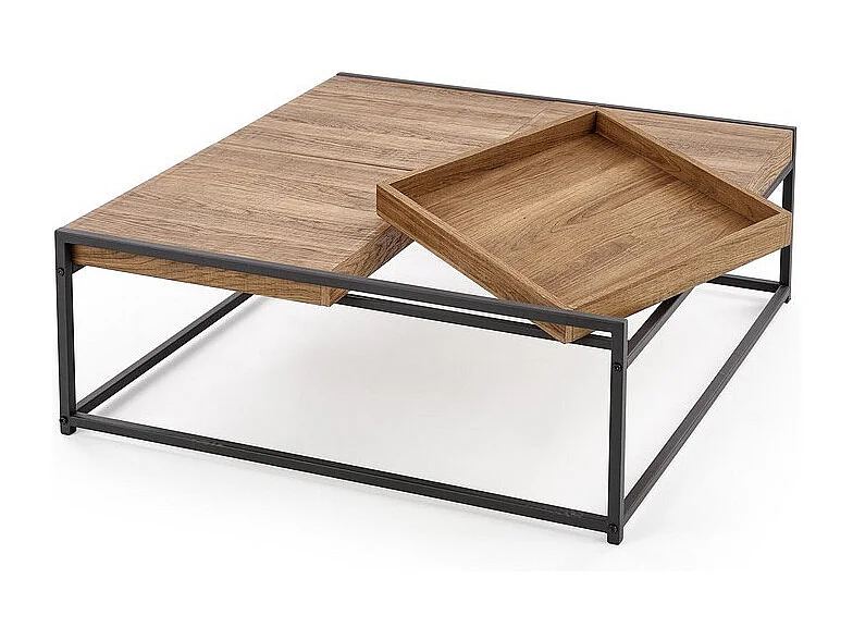 Table basse carrée bois et métal Cubana