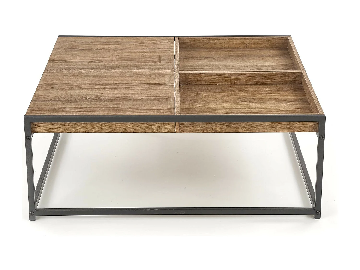 Table basse carrée bois et métal Cubana