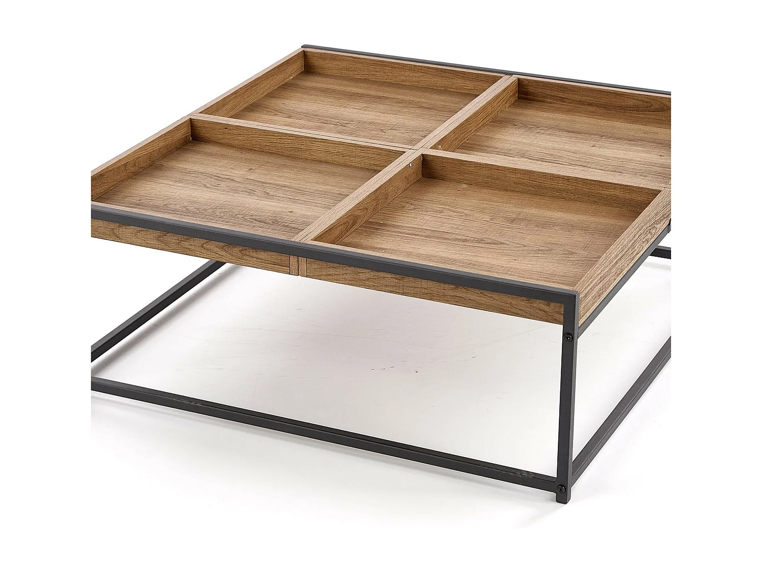 Table basse carrée bois et métal Cubana