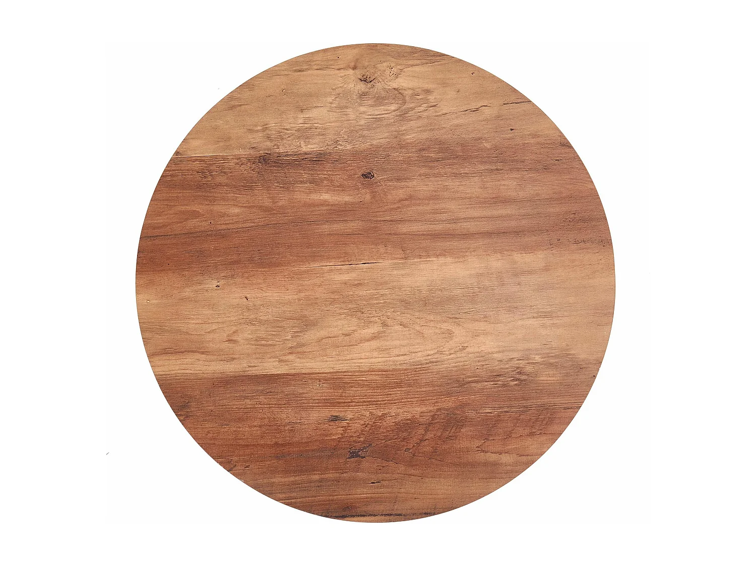 Mesa de centro redonda de 50 cm con tablero estilo nogal y estructura de acero negro de diseño Sarah