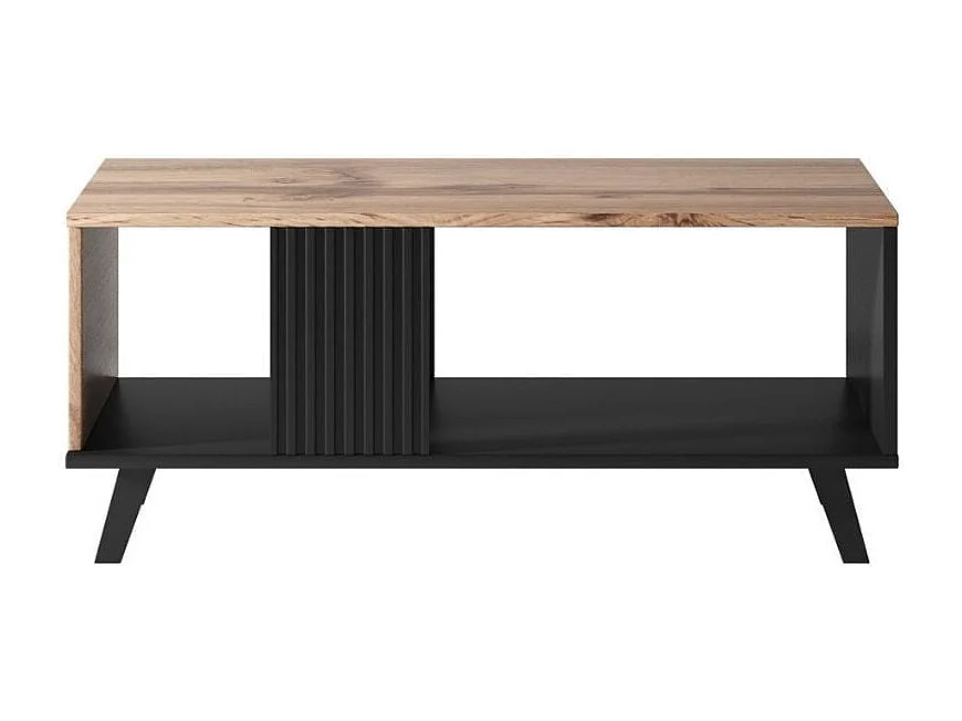 Mesa de centro contemporánea de aspecto roble wotan con acabado PUMP negro