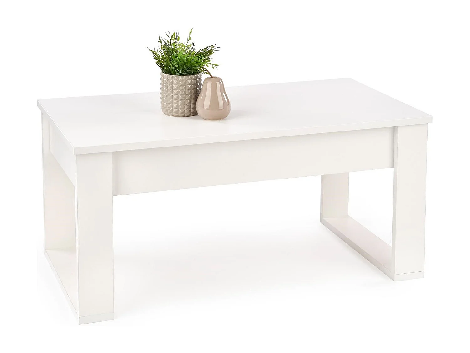 Table basse blanche avec deux tiroirs Neo