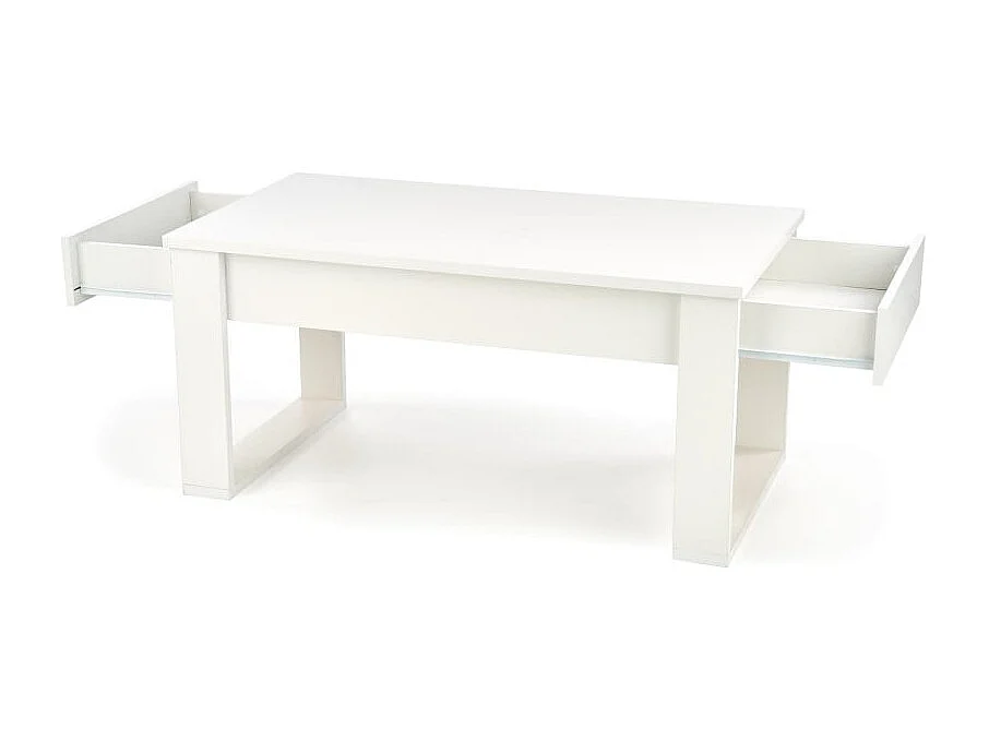 Table basse blanche avec deux tiroirs Neo