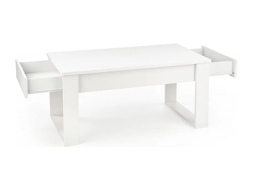 Table basse blanche avec deux tiroirs Neo