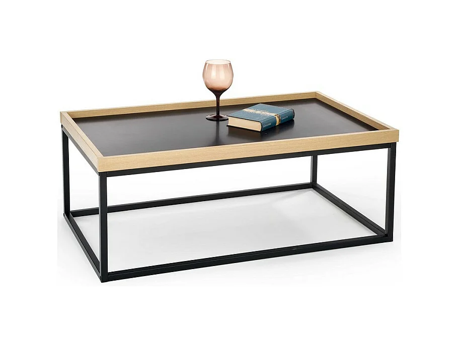 Table basse rectangulaire 100x60 cm de style industriel LUISA