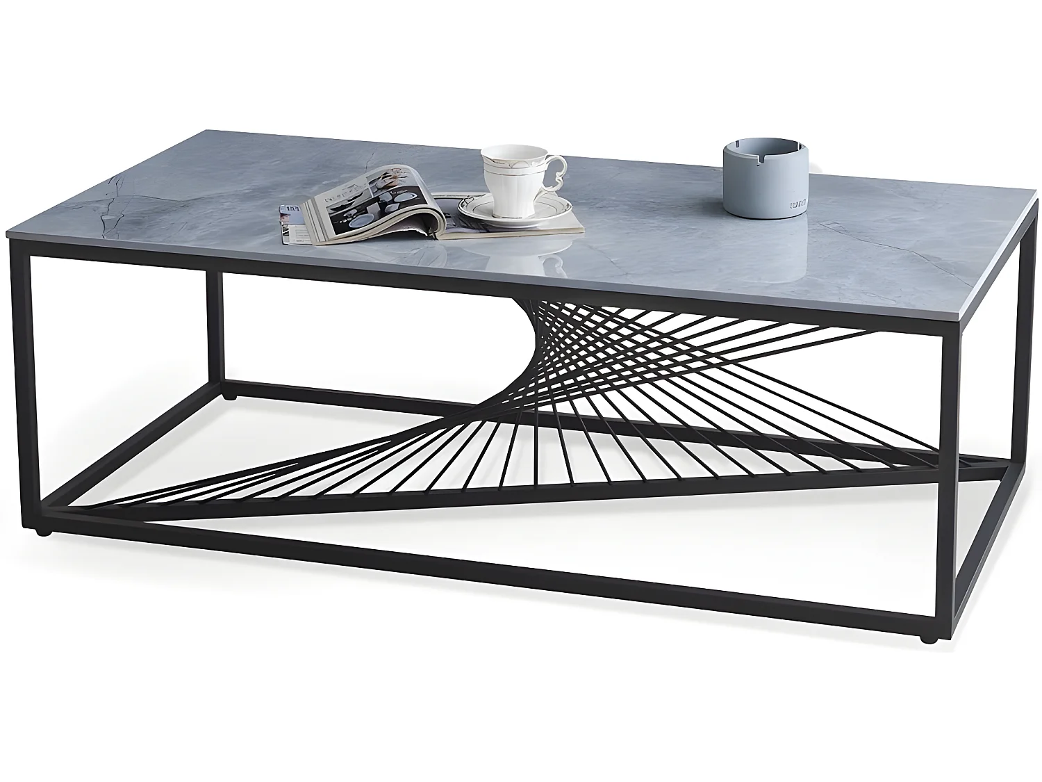 Table basse rectangulaire aspect marbre gris ALONSO