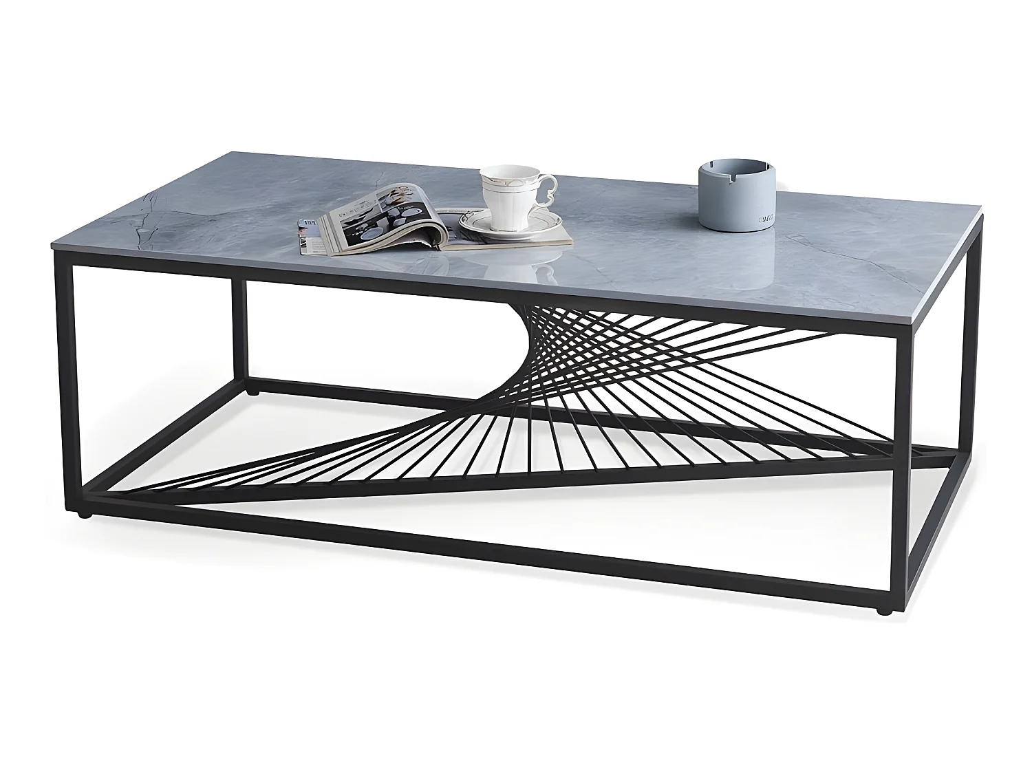 Table basse rectangulaire aspect marbre gris ALONSO