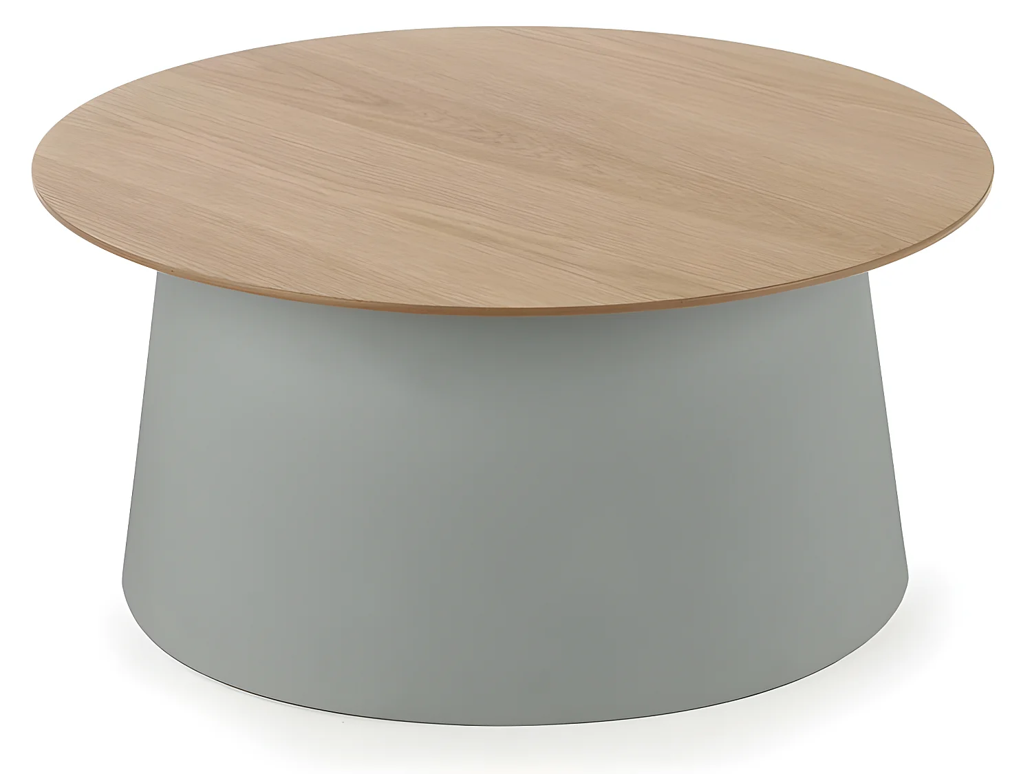 Table basse ronde grise avec plateau plaqué bois 69 cm LAZY