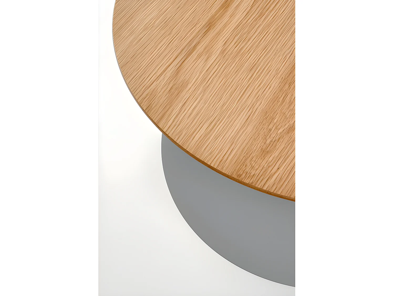 Table basse ronde grise avec plateau plaqué bois 69 cm LAZY