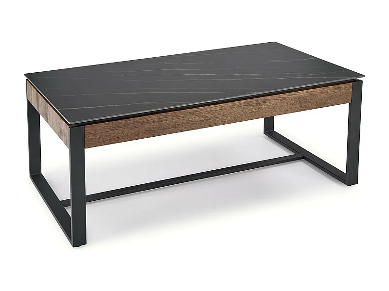 Mesa de centro de 120 x 60 cm en mármol negro y nogal Aleida