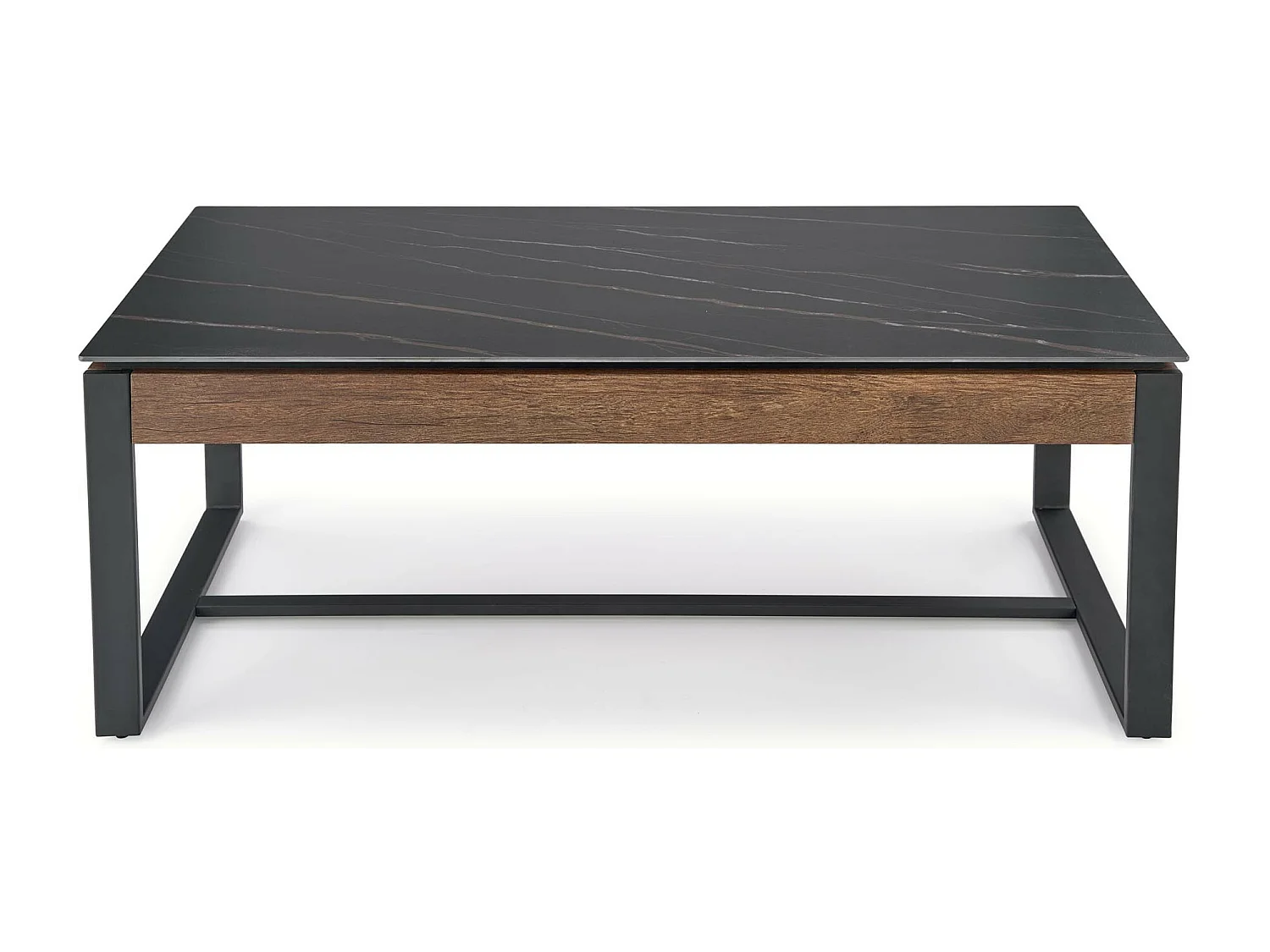 Table basse 120 x 60 cm aspect marbre noir et noyer Aleida