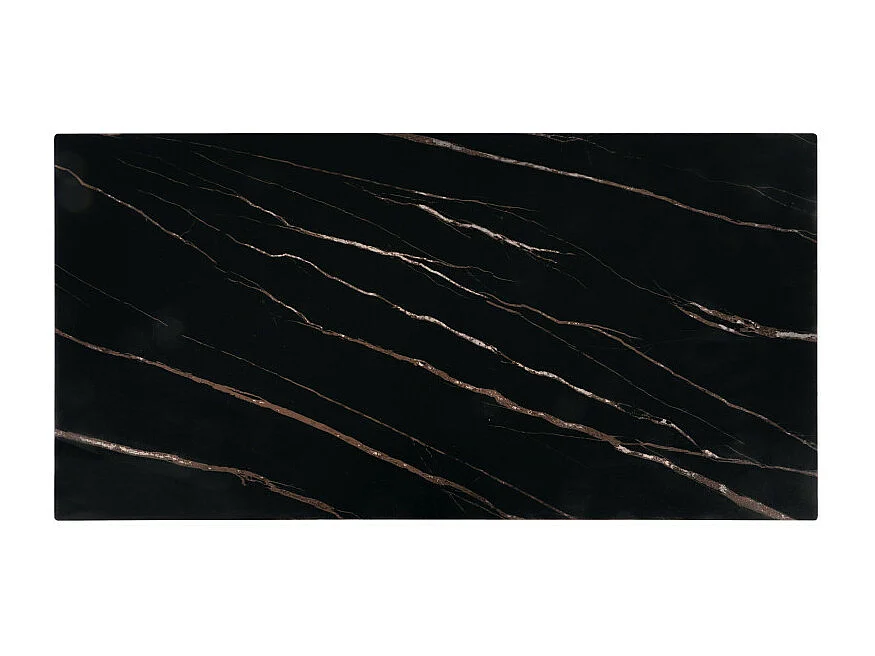 Table basse 120 x 60 cm aspect marbre noir et noyer Aleida