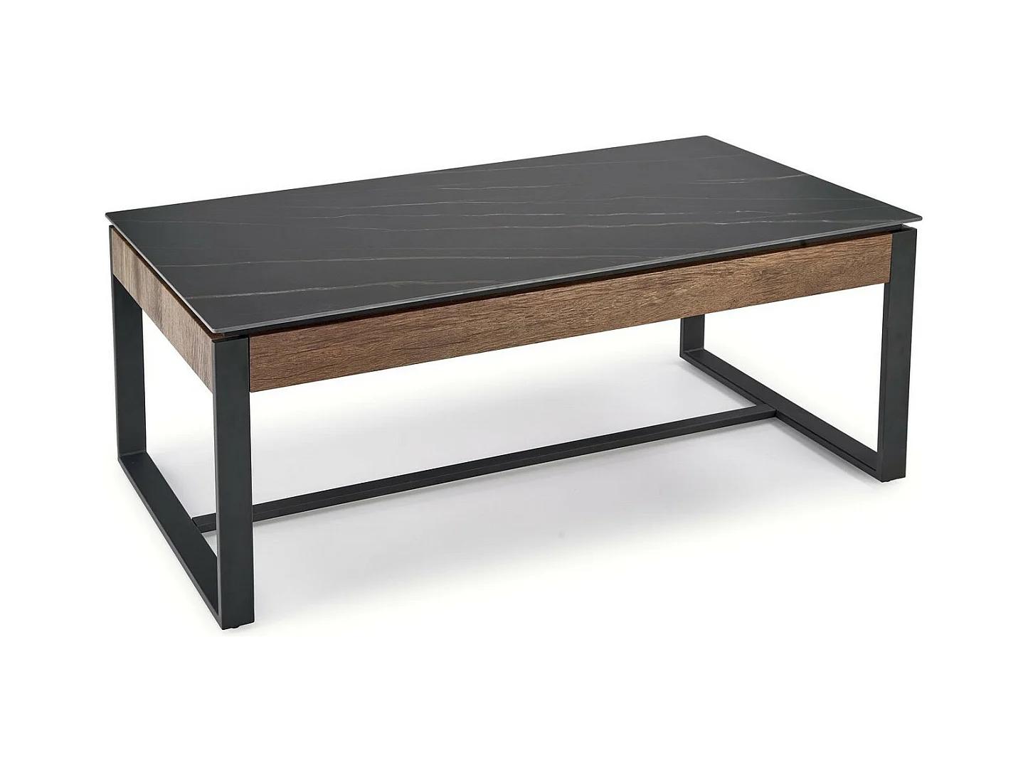 Table basse 120 x 60 cm aspect marbre noir et noyer Aleida