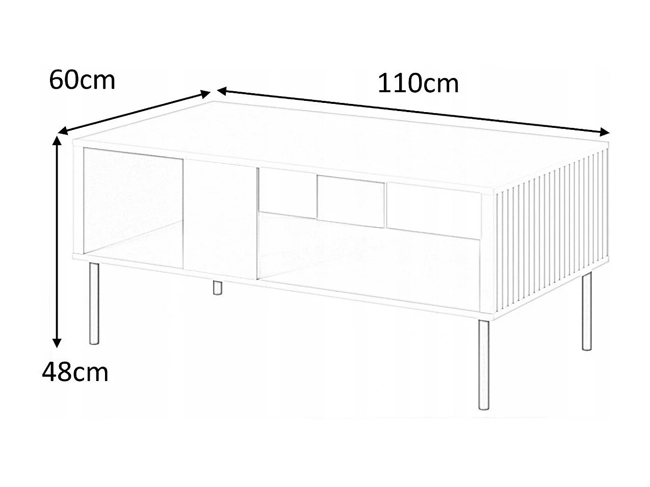 Table basse gris clair 110 cm Gatsby