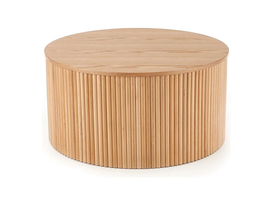 Table basse ronde avec placage en bois massif MOLENE-L