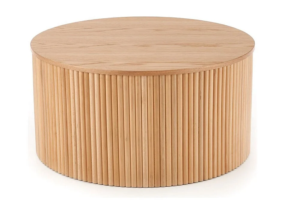 Mesa de centro redonda con chapa de madera maciza MOLENE-L