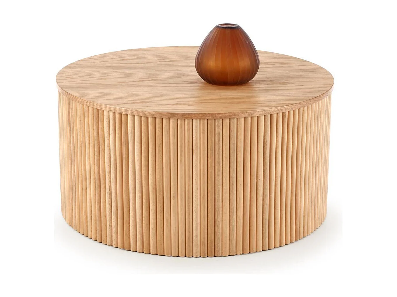 Table basse ronde avec placage en bois massif MOLENE-L