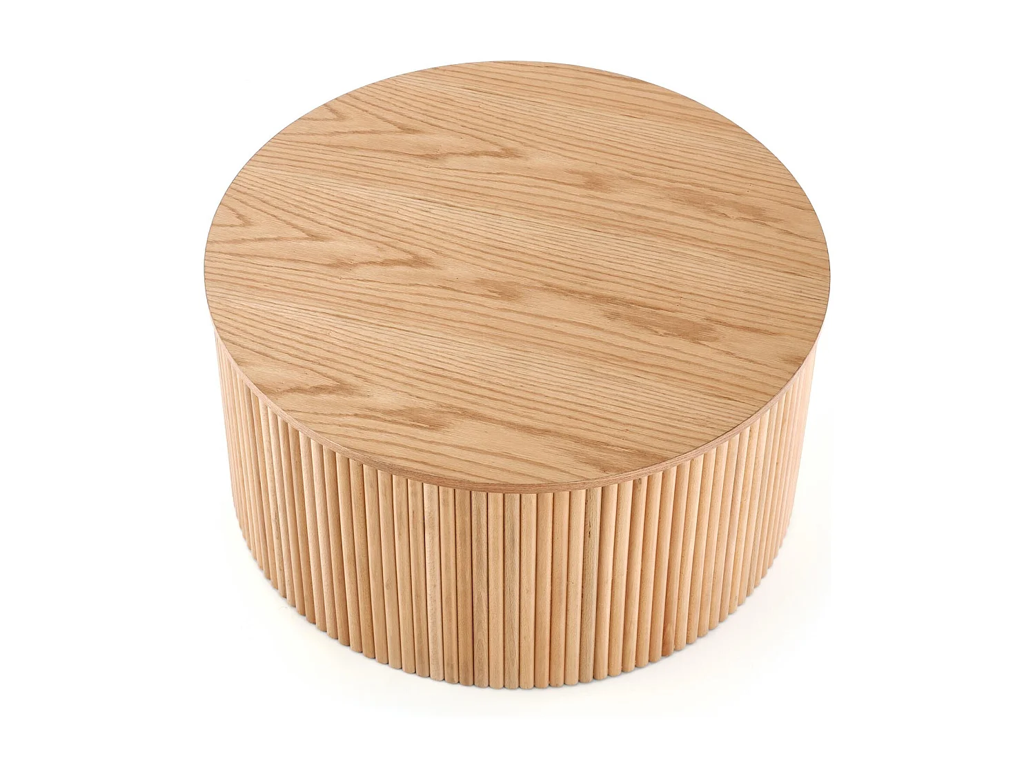Table basse ronde avec placage en bois massif MOLENE-L