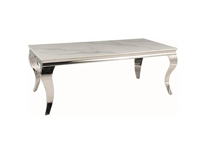 Mesa de centro barroca de metal y cerámica blanca 120cm Bolti