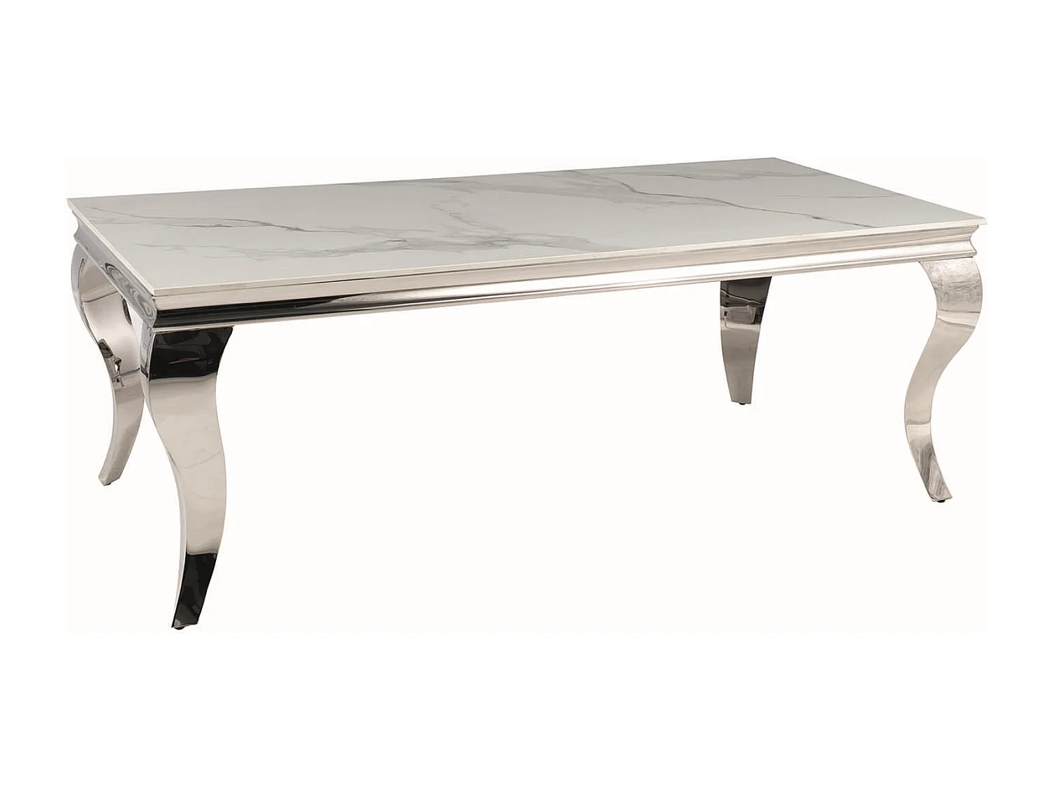 Table basse baroque métal & céramique blanc 120cm Bolti