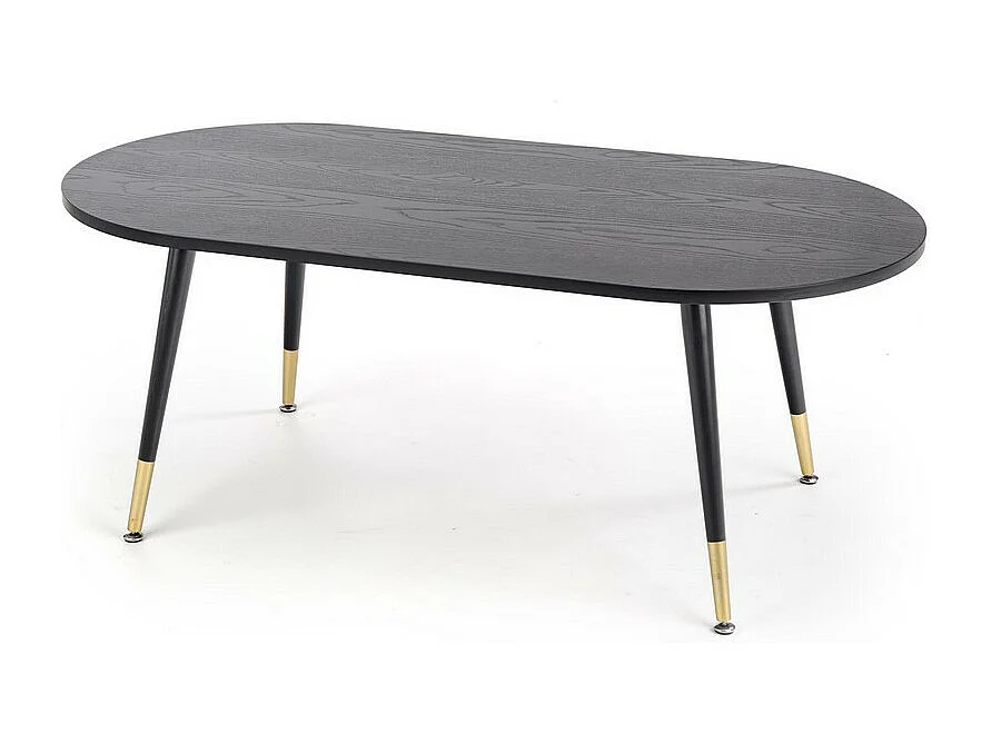 Table basse avec plateau noir et pieds en acier noir et doré Lady