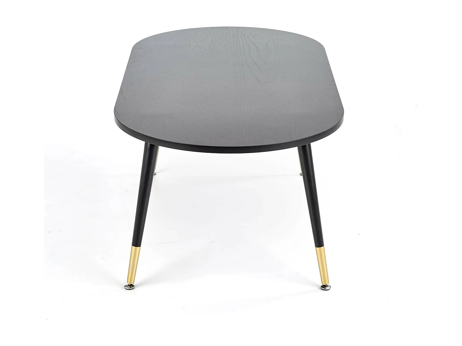 Table basse avec plateau noir et pieds en acier noir et doré Lady