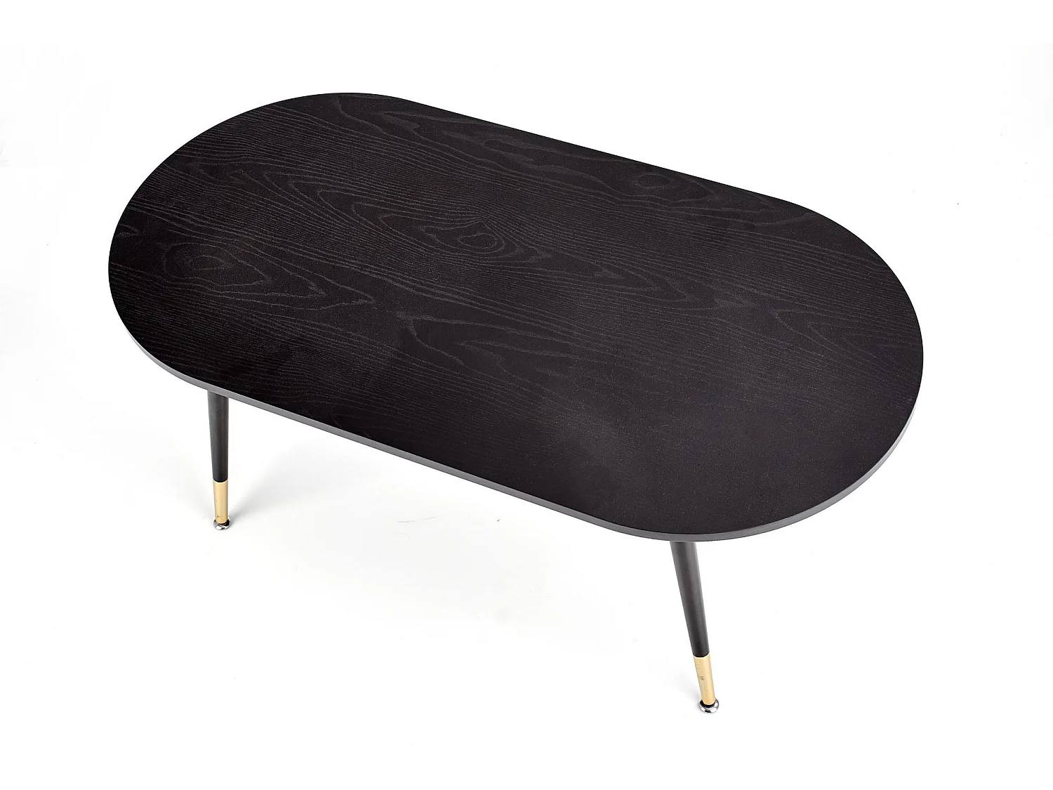 Table basse avec plateau noir et pieds en acier noir et doré Lady