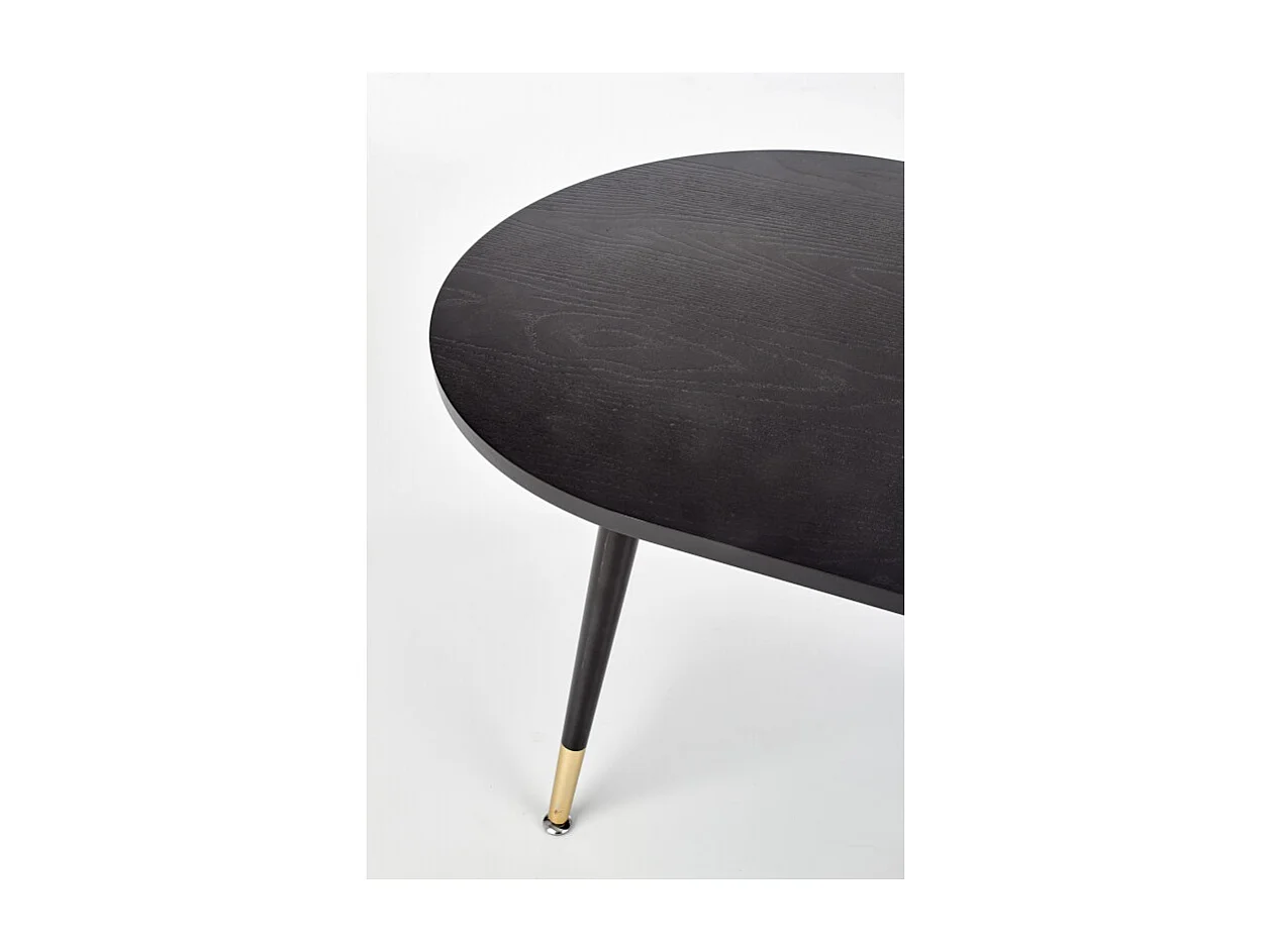 Table basse avec plateau noir et pieds en acier noir et doré Lady