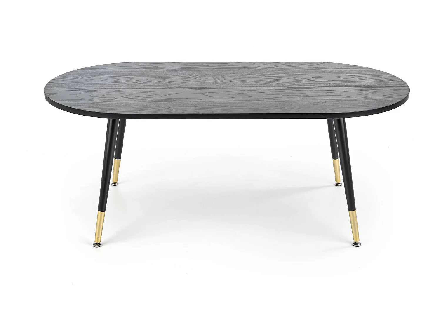 Table basse avec plateau noir et pieds en acier noir et doré Lady