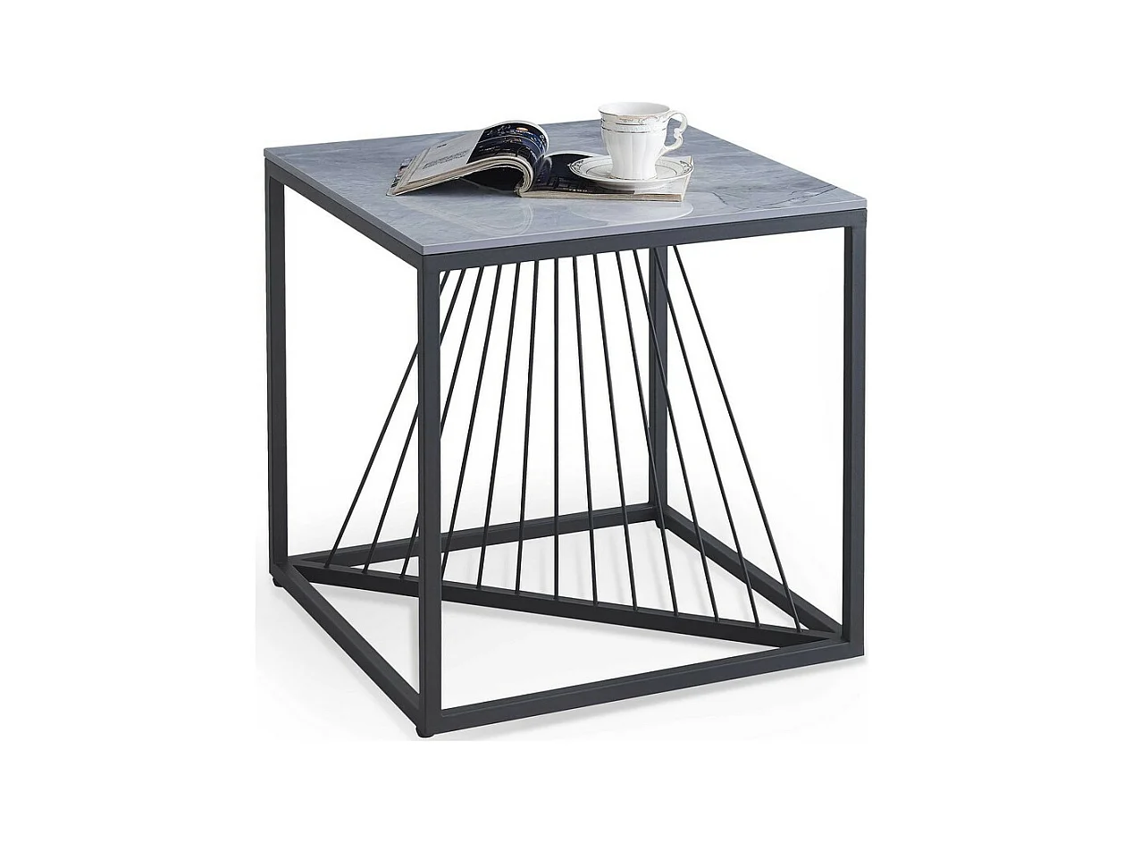 Table basse carrée aspect marbre gris ALONSO 2