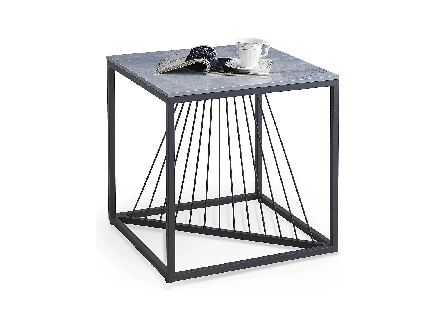 Table basse carrée aspect marbre gris ALONSO 2
