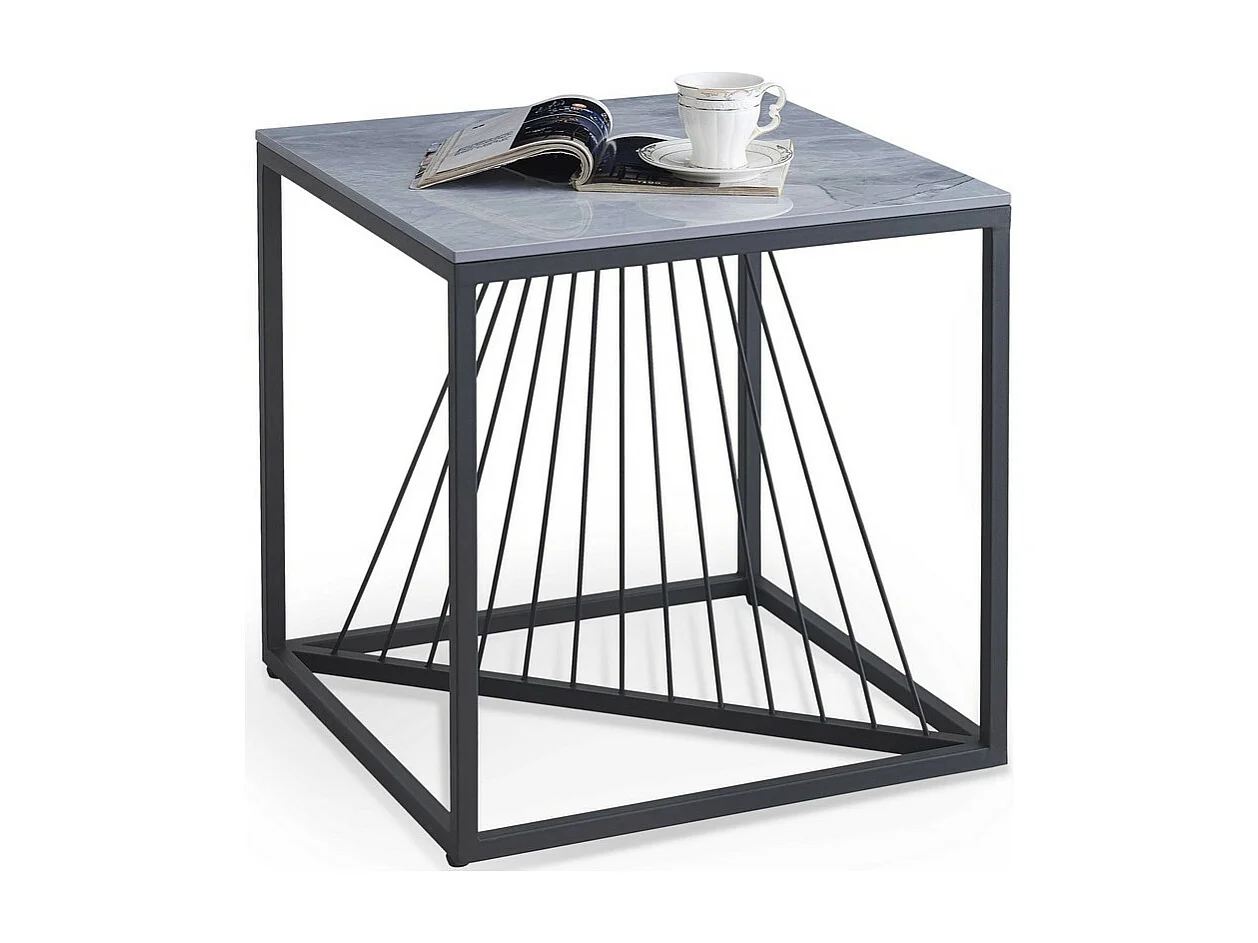 Table basse carrée aspect marbre gris ALONSO 2