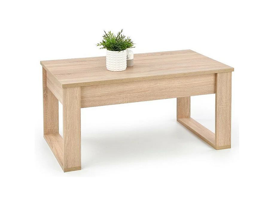 Table basse aspect chêne sonoma avec deux tiroirs Neo