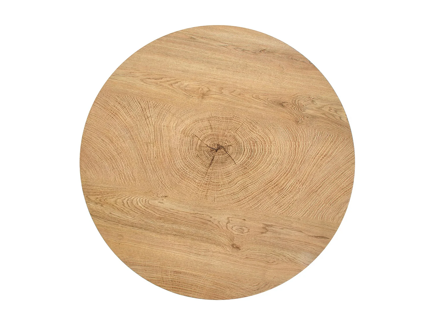 Table basse ronde 80 cm de diamètre aspect chêne naturel avec structure noire en métal TINIA L