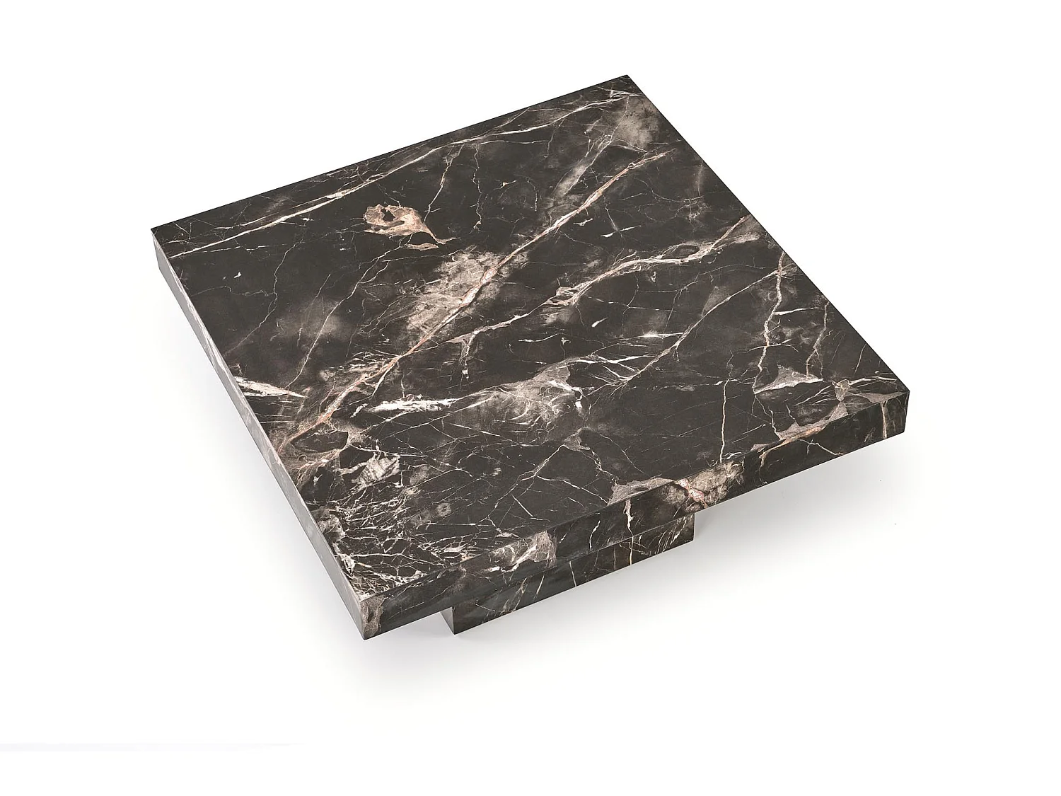 Table basse 80x80 cm aspect marbre noir Héraklion