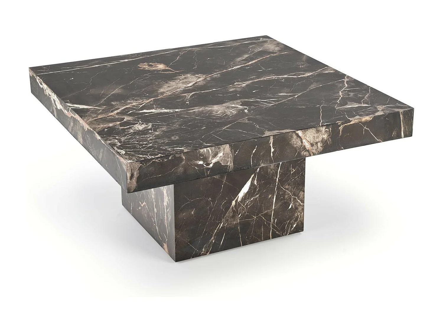 Table basse 80x80 cm aspect marbre noir Héraklion