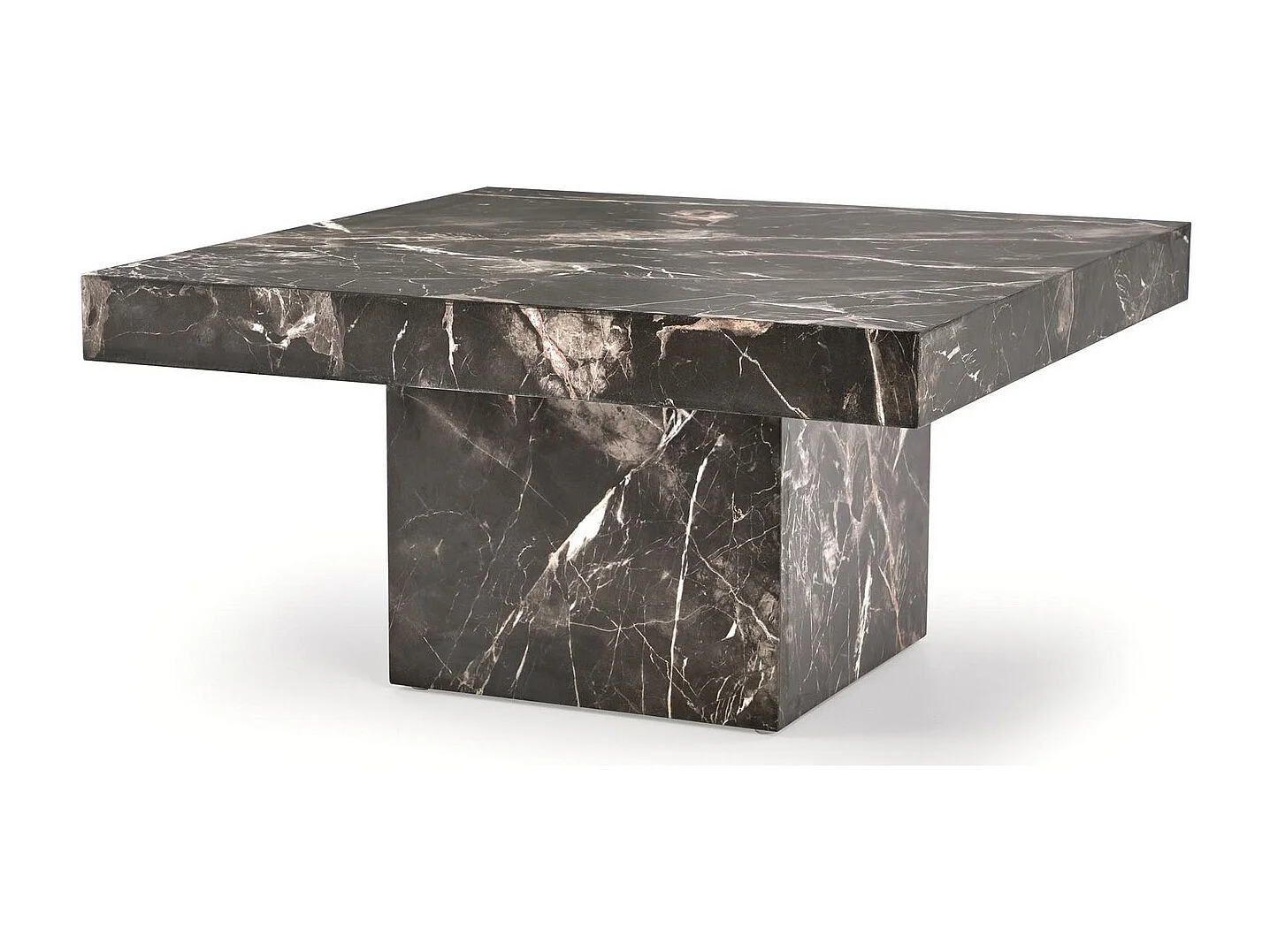 Table basse 80x80 cm aspect marbre noir Héraklion