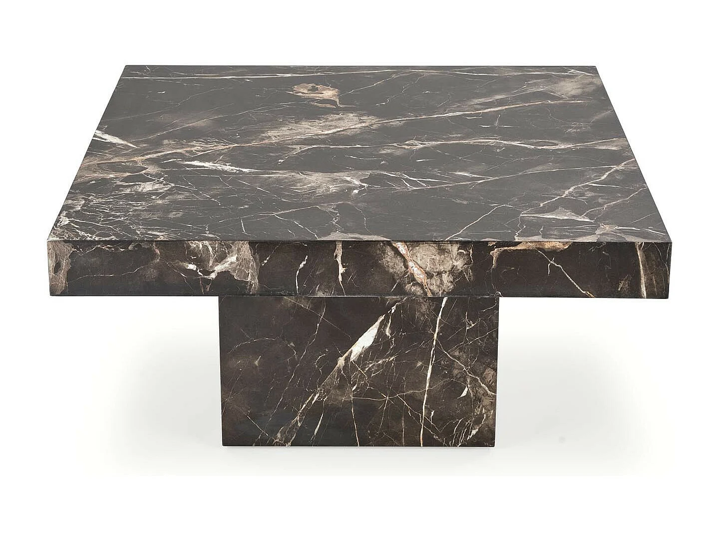 Table basse 80x80 cm aspect marbre noir Héraklion