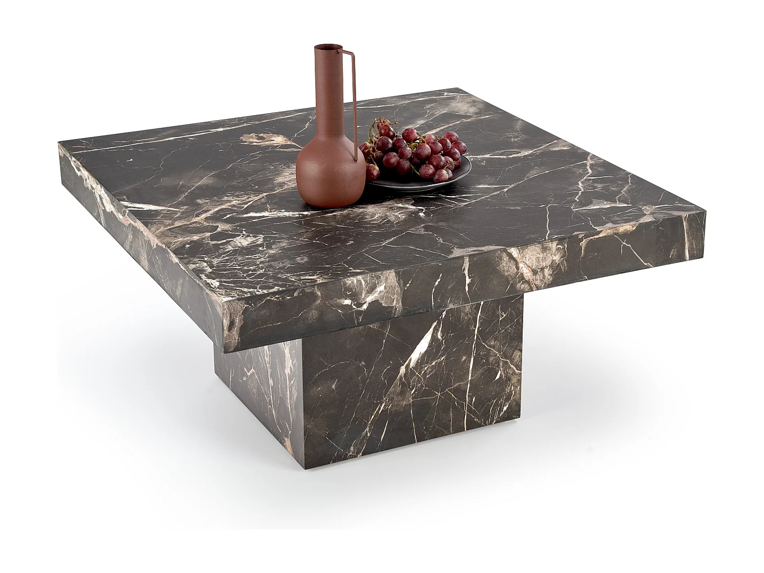 Table basse 80x80 cm aspect marbre noir Héraklion