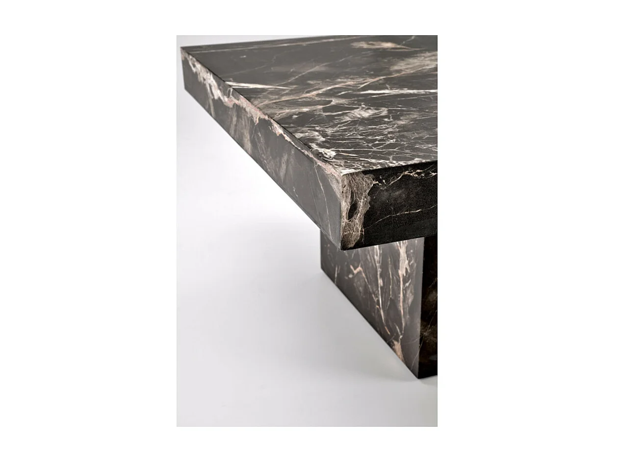 Table basse 80x80 cm aspect marbre noir Héraklion