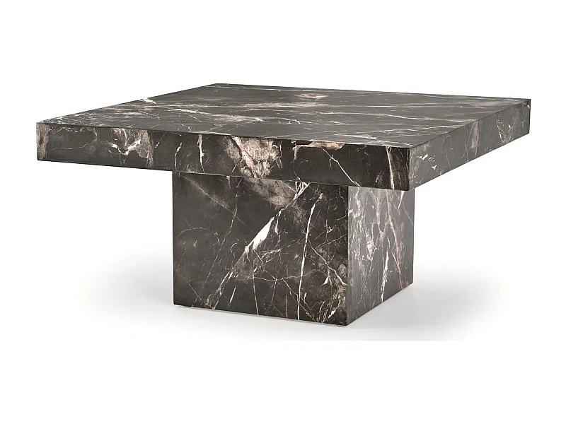 Table basse 80x80 cm aspect marbre noir Héraklion