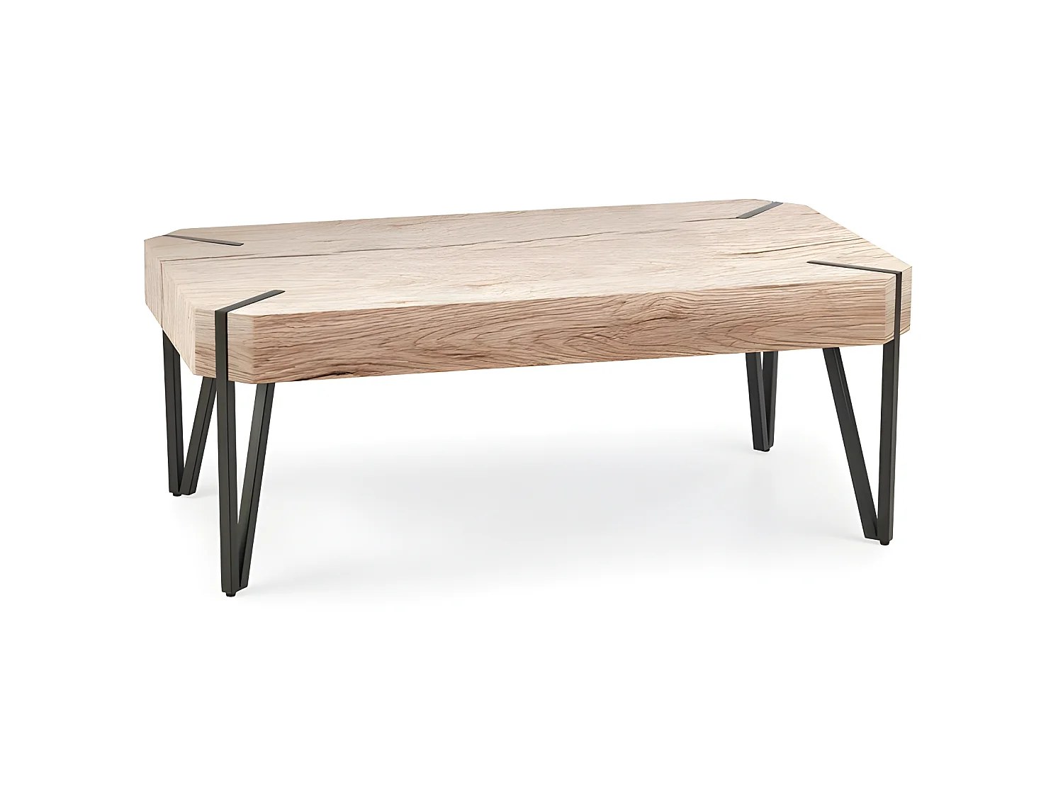 Table de salon rectangulaire couleur noir et bois Wendy