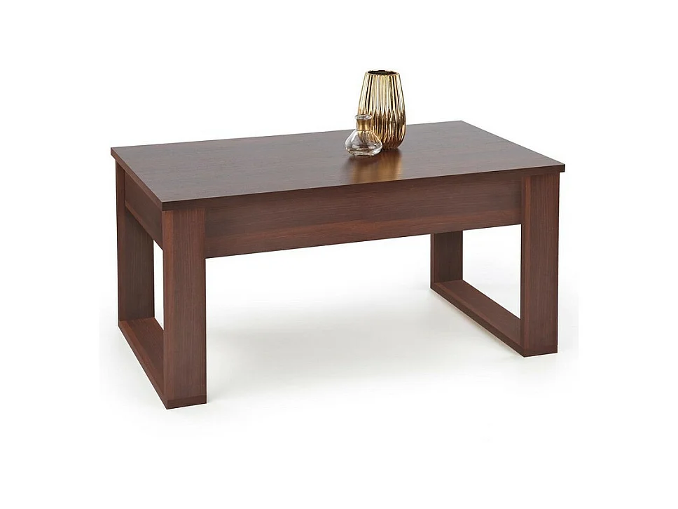 Table basse aspect noyer foncé avec deux tiroirs Neo