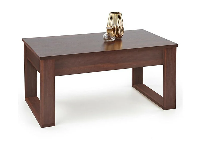 Table basse aspect noyer foncé avec deux tiroirs Neo